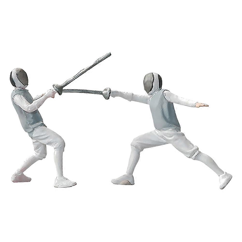 Scale Mini Fencing Models with Diorama Accessories Hand Painted Resin Miniatures for Competition Scenes, Portable Collectible Tiny Figures for