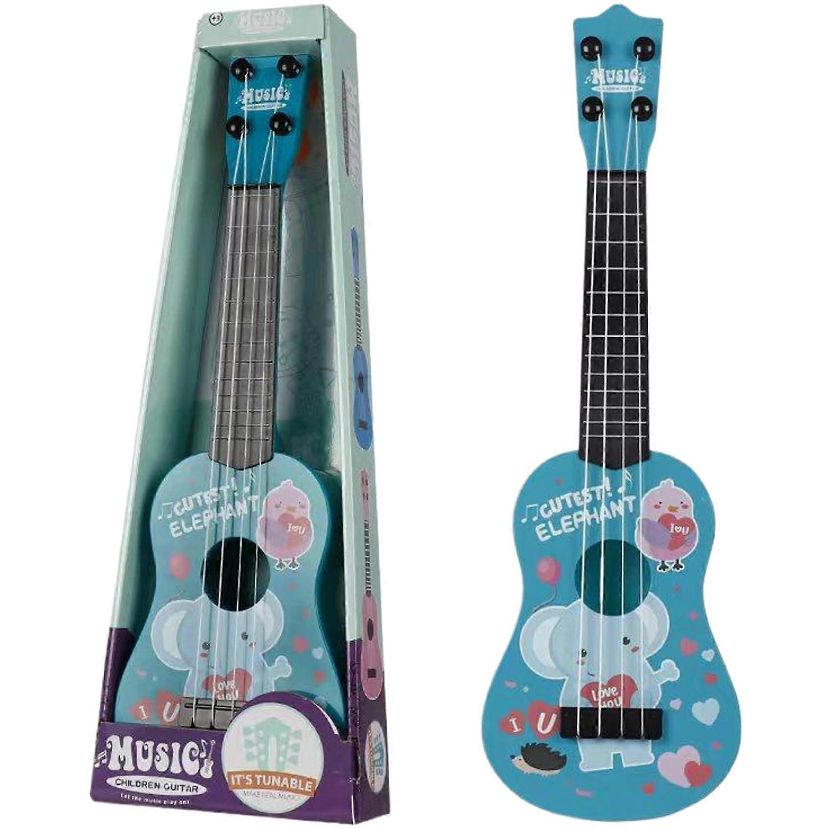 Cartoon Style 16 Inch Elephant Pattern 4-String Beginner Ukulele Adjustable Ergonomic Kids Guitar