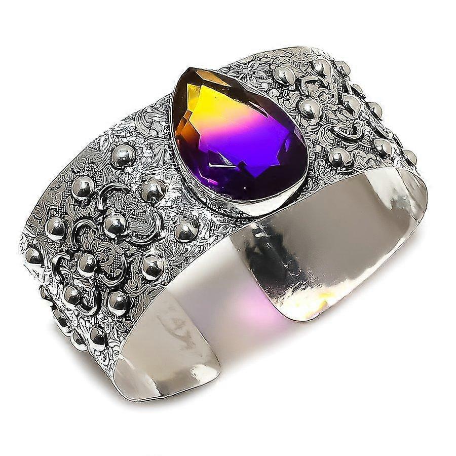 Bi-Color Tourmaline Gemstone 925 Sterling Silver Cuff Bangle Adjustable