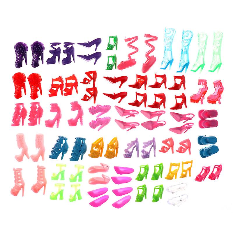 80pcs Mixed Different High Heel Shoes Boots For Doll Dresses Clothes