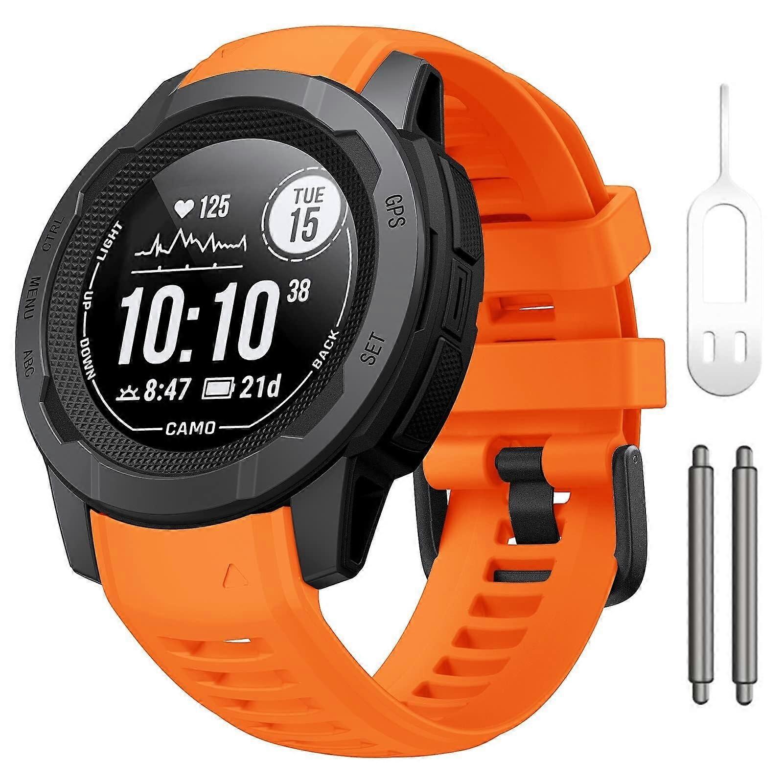 Instinct 2 Instinct 2 Instinct 2 Replacement Watch Strap 22mm Orange Soft Silicone Compatible with Instinct 2 Solar Tactical