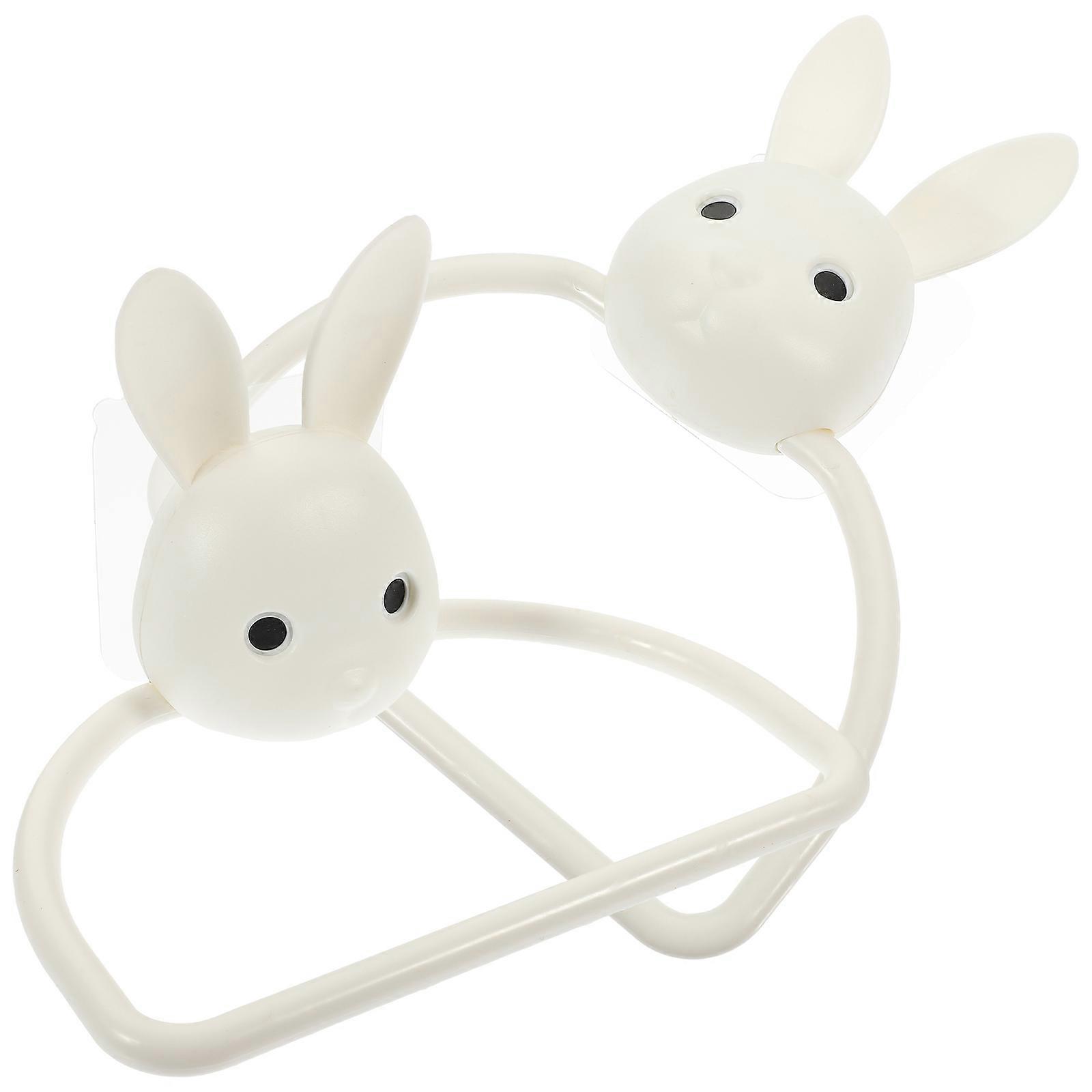 Space Saving Hand Towel Rack Cartoon Design For Kitchen Use 6 Pcs White
