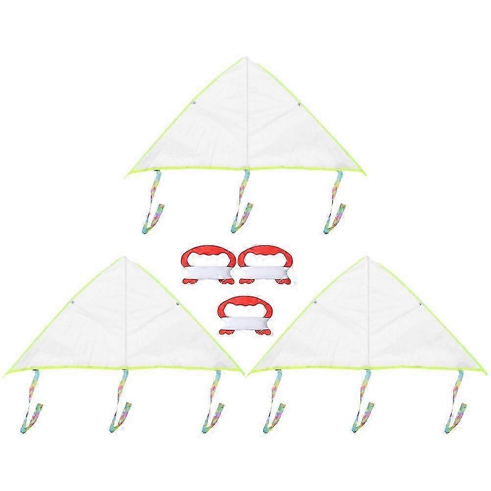 3 Sets DIY Easy to Fly Long Tail Kites with Swivel Line - Blank for Painting