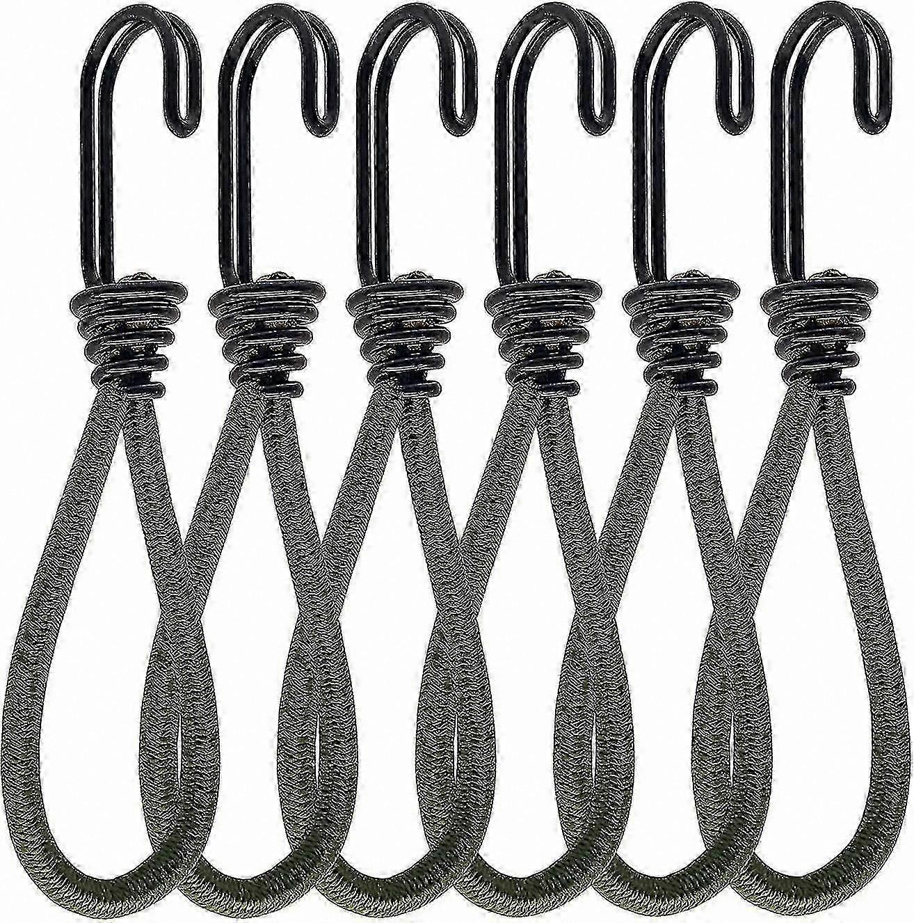 6-Pack Rubber Bungee Cords with Hooks, Durable Elastic Bungee for Securing Loads