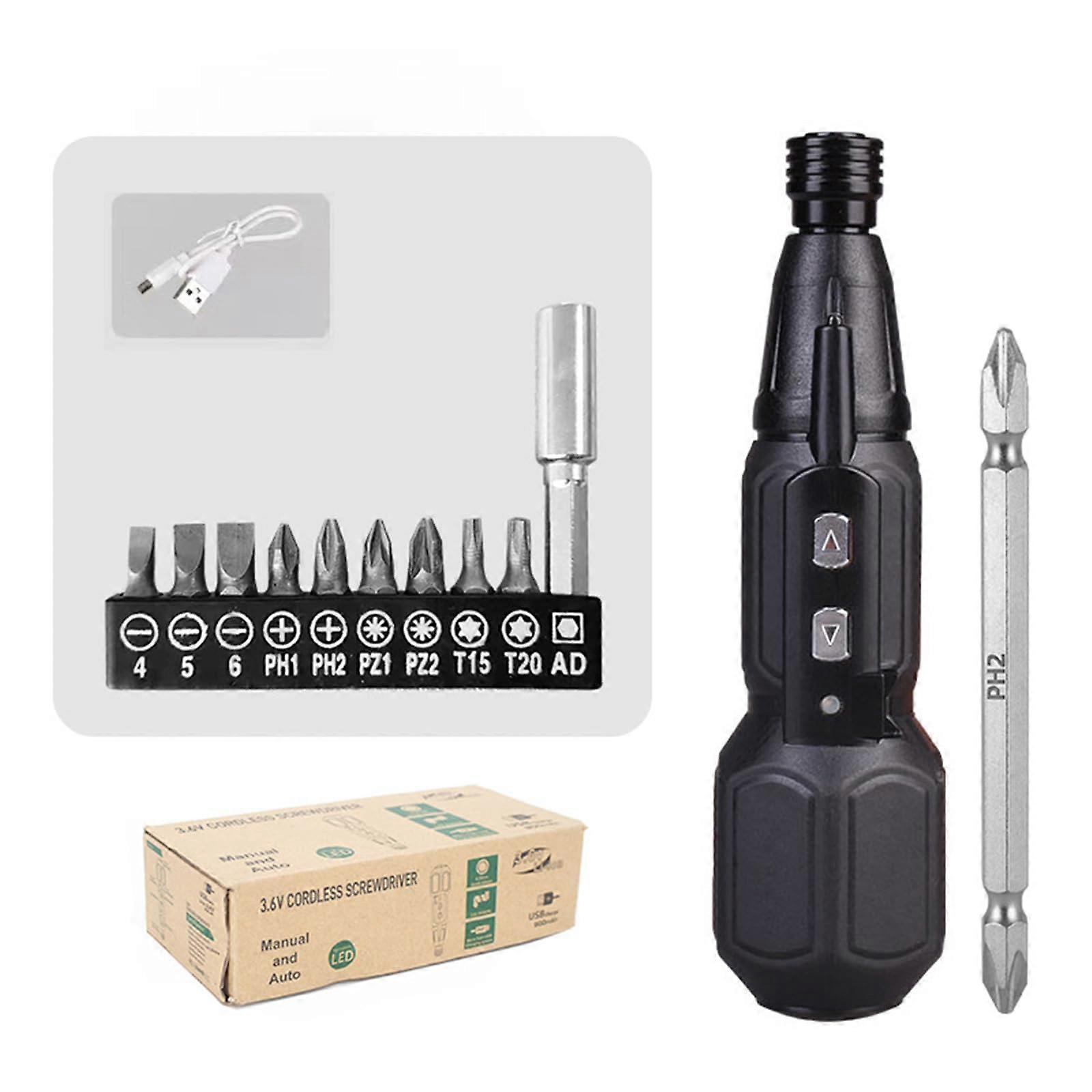 Electric Screwdriver Set 3.6V Cordless, LED Shadowless Lighting, Effortless Assembly, Rechargeable For Household DIY Use