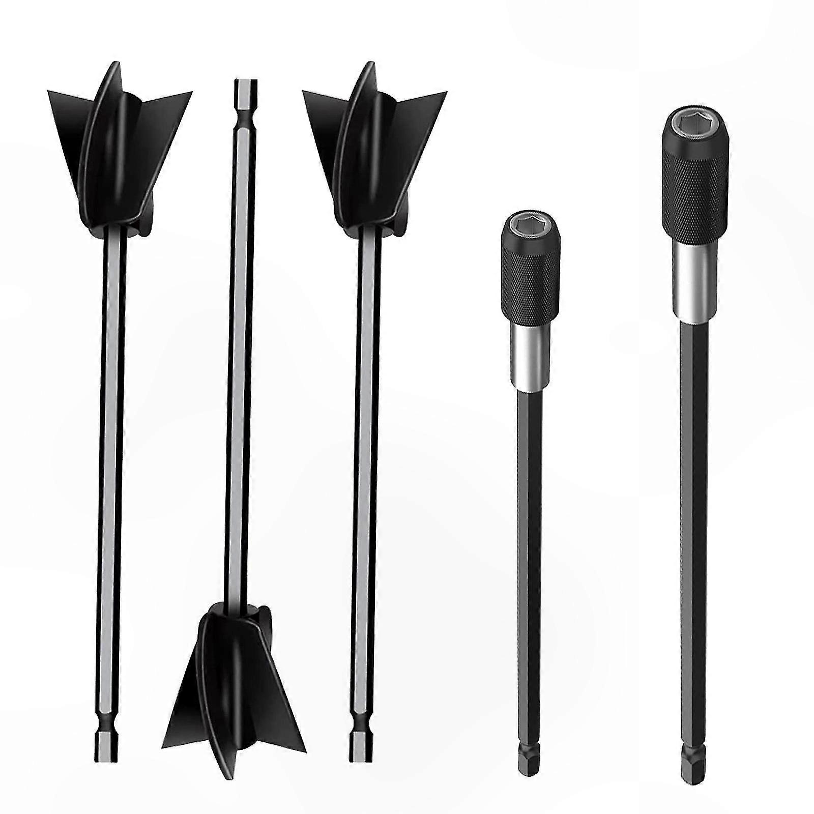 3-Pack Resin Paddle Mixer Drill Attachments with 2 Extension Rods, 10/15cm Tool Accessories for Drilling Applications