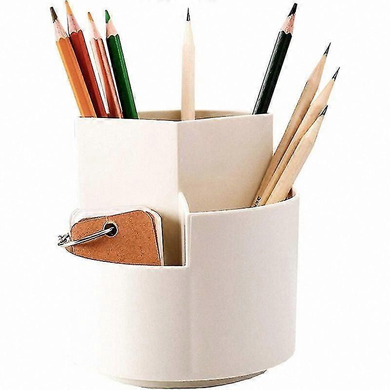 3-Compartment Rotating Desk Organizer with Pencil and Makeup Brush Storage Multi-Function Creative Holder for Office and Home Use