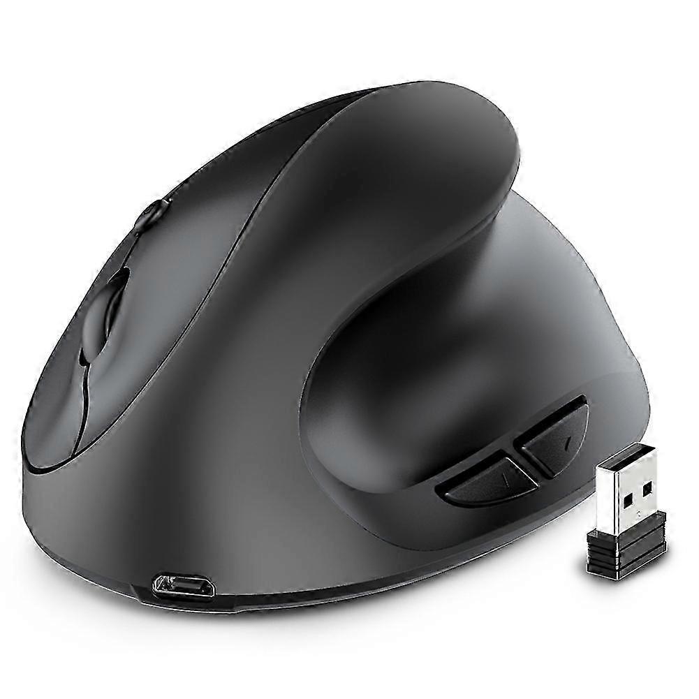 Ergonomische Verticale Draadloze Muis met USB 2.4G voor Computers & Gaming - Oplaadbare Zwarte Versie