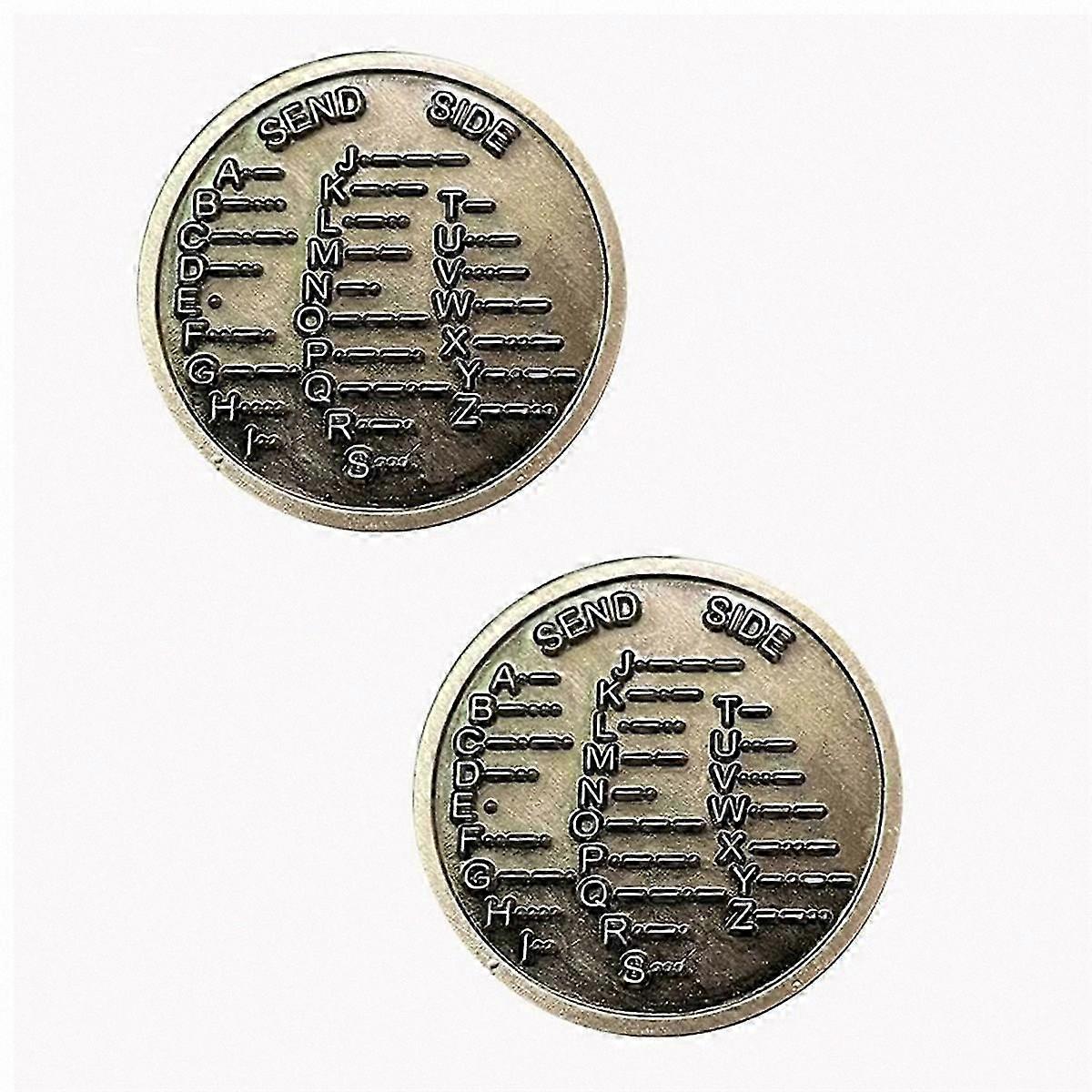 2 Pieces Training Coin for Morse Code Practice, Commemorative Coins for Beginner Radio Enthusiasts