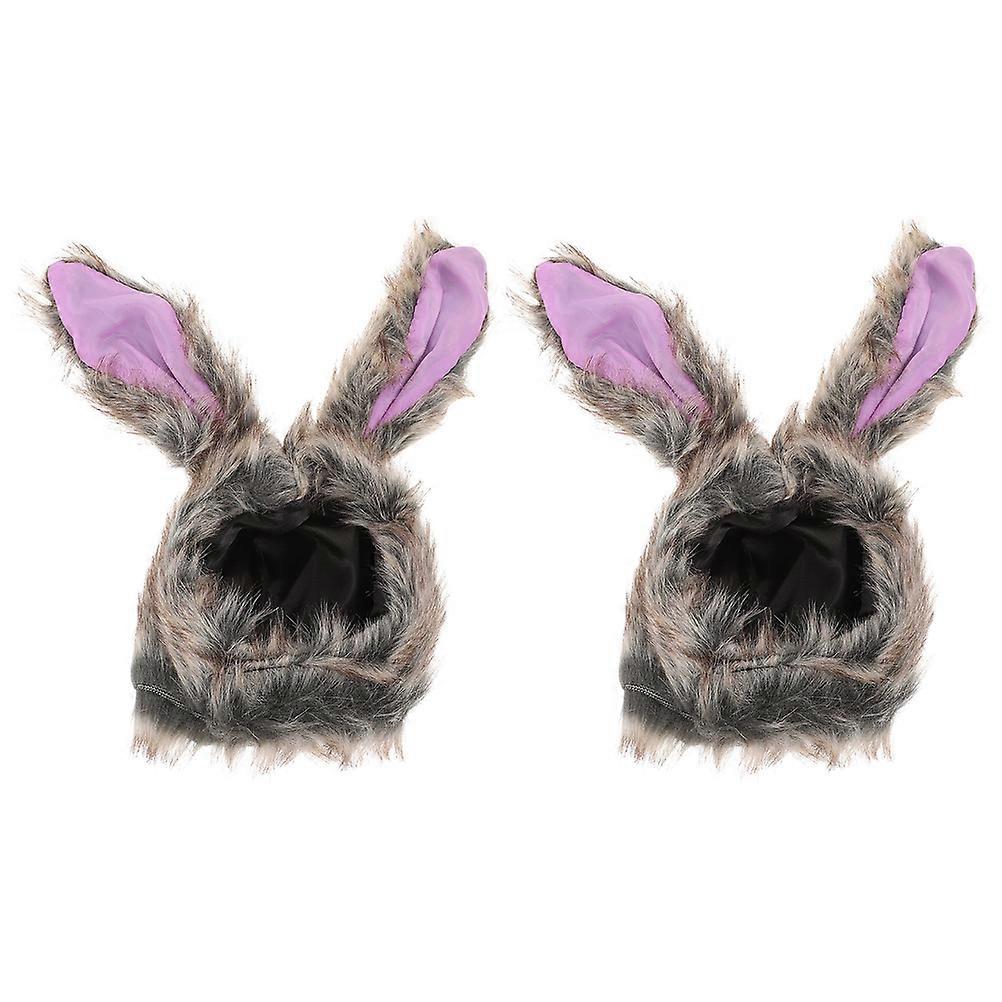 Halloween Rabbit Shape Pet Hat Felt Purple for Halloween Party Decorative 2Set