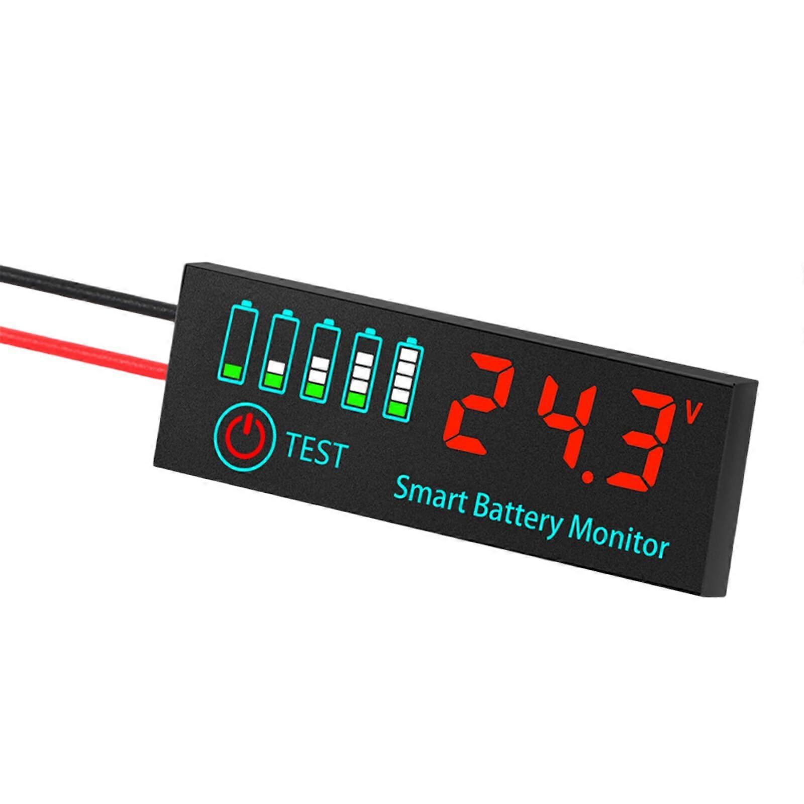 LED Battery Level Indicator, Precision Voltage Meter, Low Voltage Alarm, Compact Automotive Module Tester, Red
