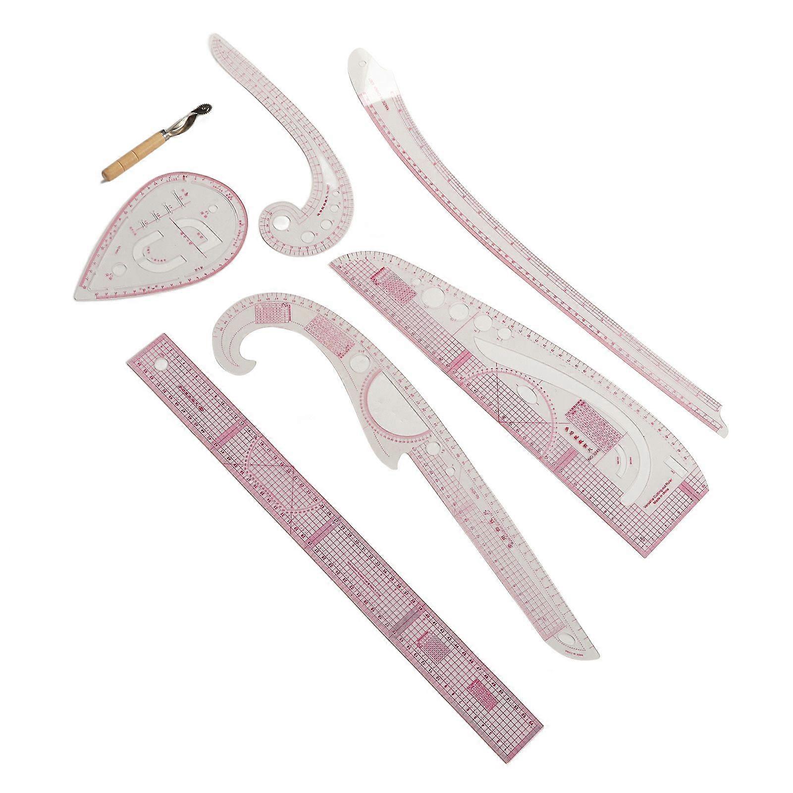 7Pcs French Curve Ruler Transparent PVC CM MM High Accuracy Durable Sewing Ruler Set for DIY Dressmaking Craft