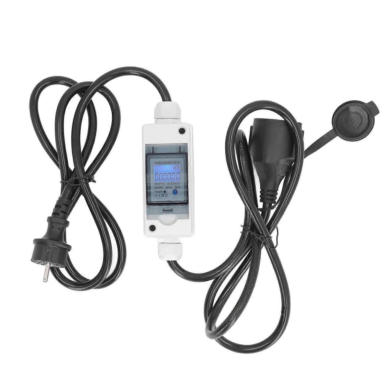 Mobile Digital Electricity Meter IP65 Waterproof Portable LCD Display Electricity Usage Monitor   16A