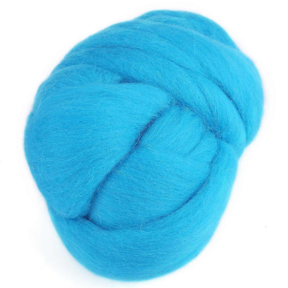 55g Colored Needle Felting Wool Roving SpinningSewing Trimming Handiwork Material (Blue)