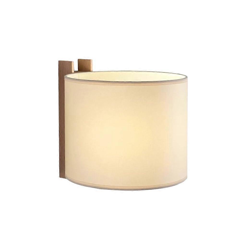 Boho Wall Sconces - Hardwired Rustic Fabric Wall Lamps with Wooden Base and White Drum Shade for Indoor Use