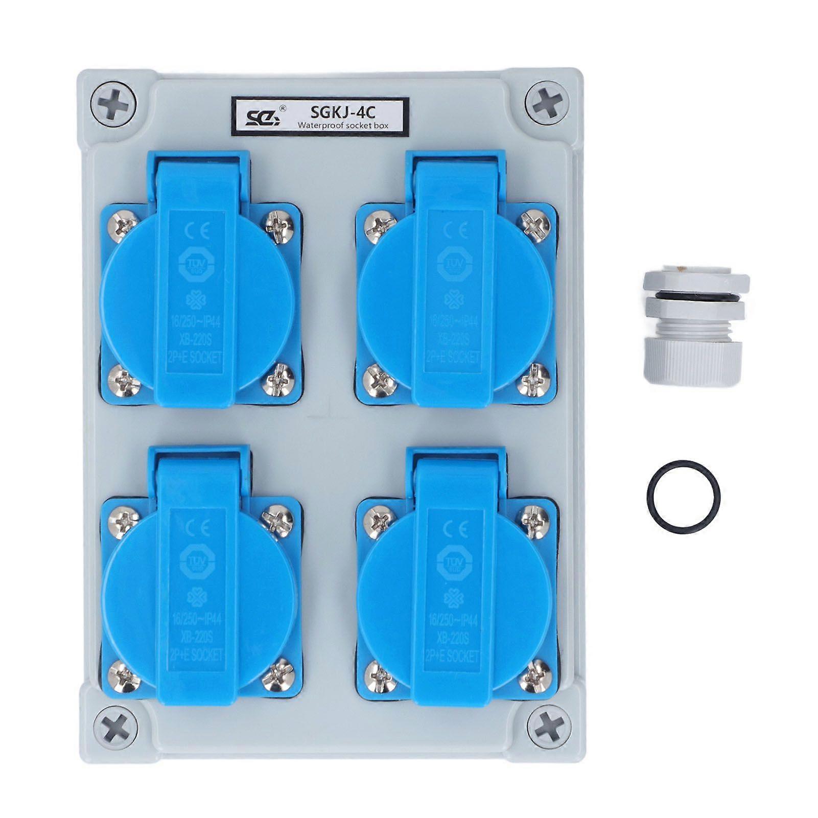European Wall Socket 4P IP44 Waterproof Building Power Distributor for Garden Garage Bathroom 250V 16A