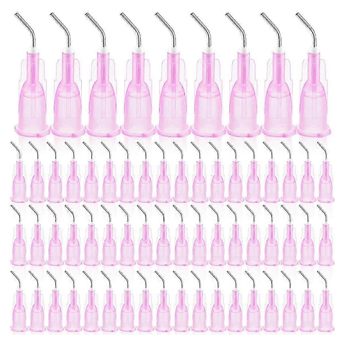300 Pcs Dental Pre Bent Flow Dispensing Needle Tips Pink