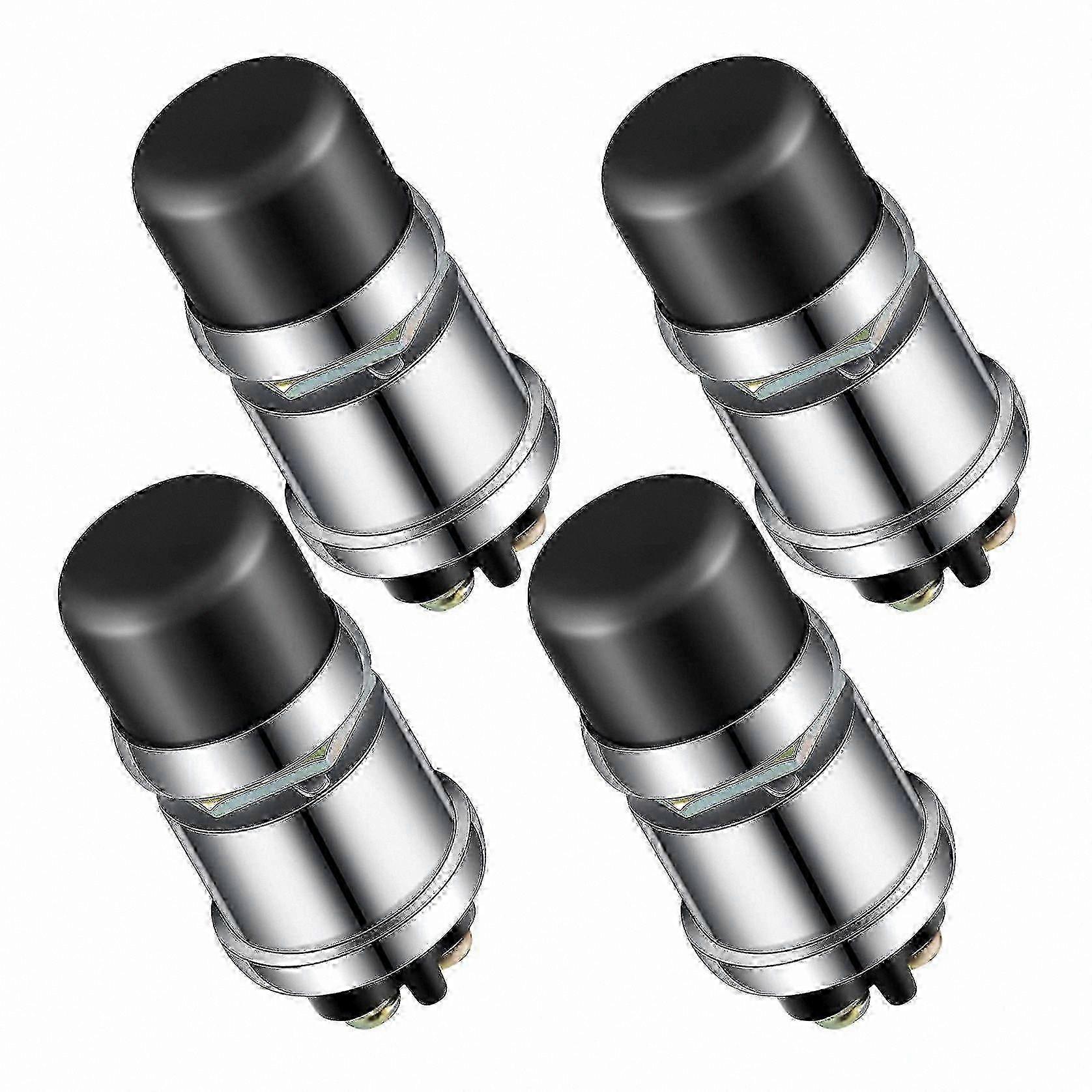 4 Pack Weatherproof Momentary Push Button Switch for Engine Start, 12V/24Vsilver