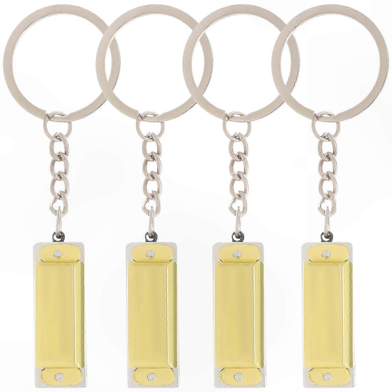4-Pack Mini Harmonica Keychains Musical Charms Set