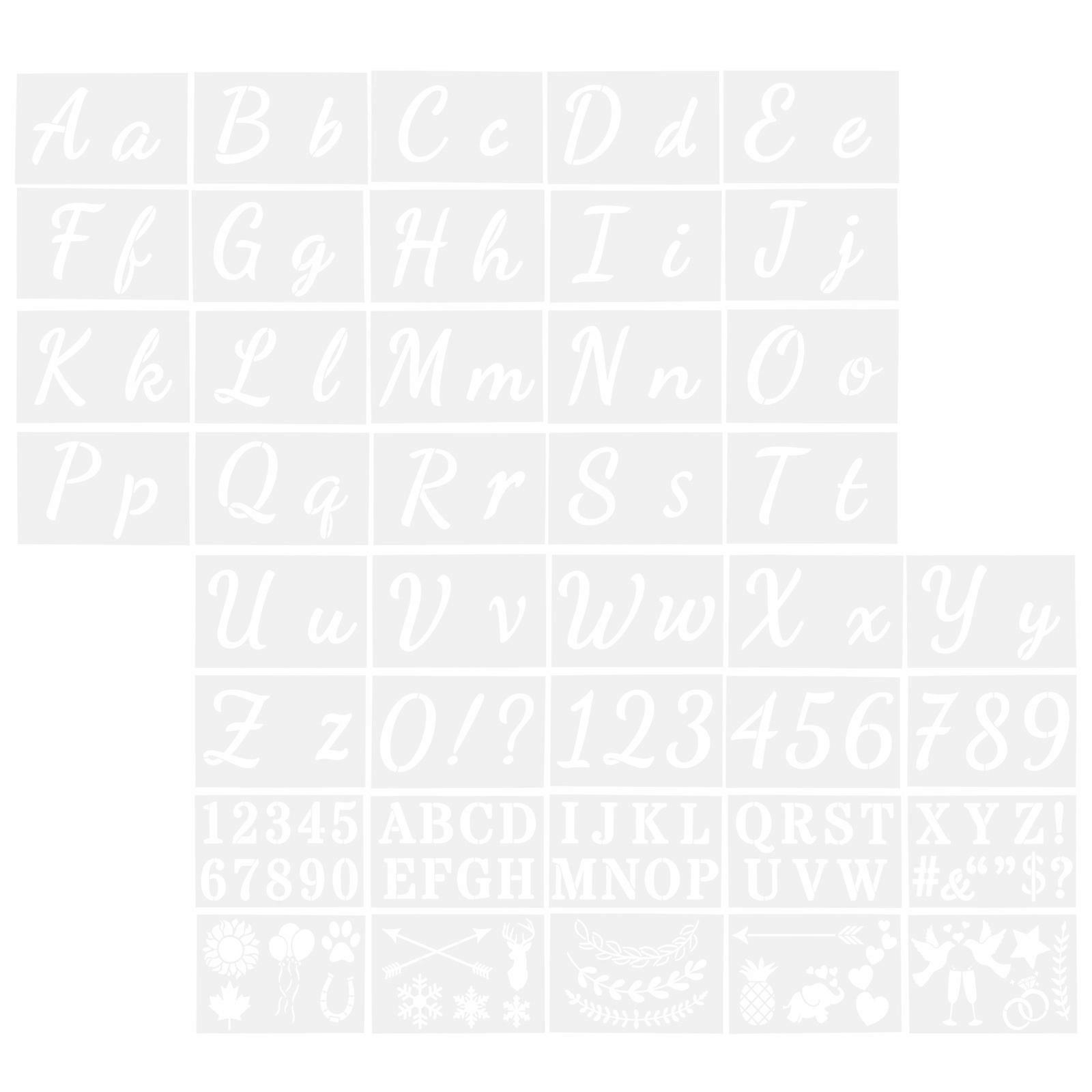 Alphabet Stencils for Painting with PET Material Versatile Templates for Crafts and Home Decor White 40 Sheets