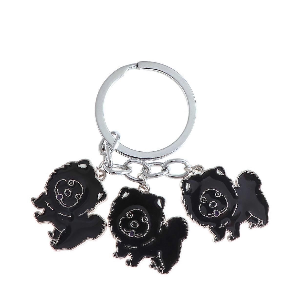 Black Metal Dog Shape Key Chain Handmade Durable Pendant for Hanging Keys Decor Gift