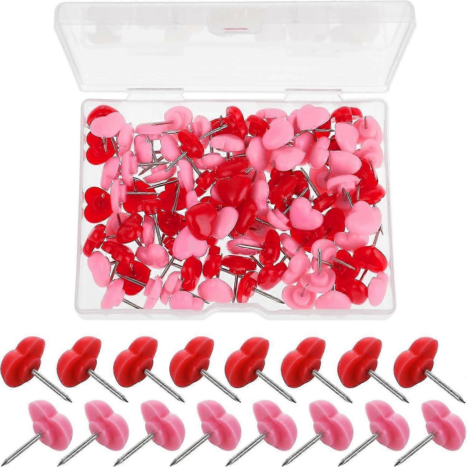 100stk hjerte push pins pink tommelfinger hæfter søde push pins, opslagstavler væg tacks, søde tommelfinger tacks