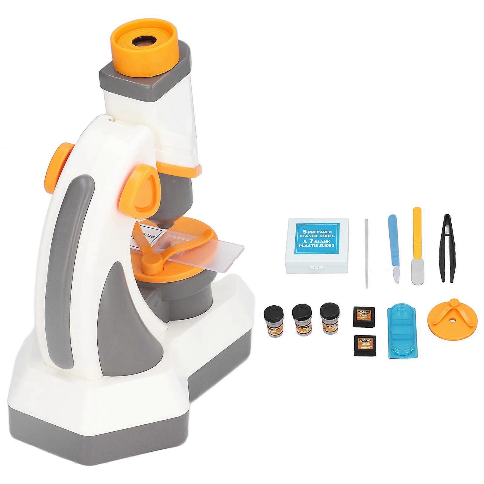 Kids Microscope Set 1200X Magnifying 360 Degrees Rotation LED Light Source Science Magnifier Toy