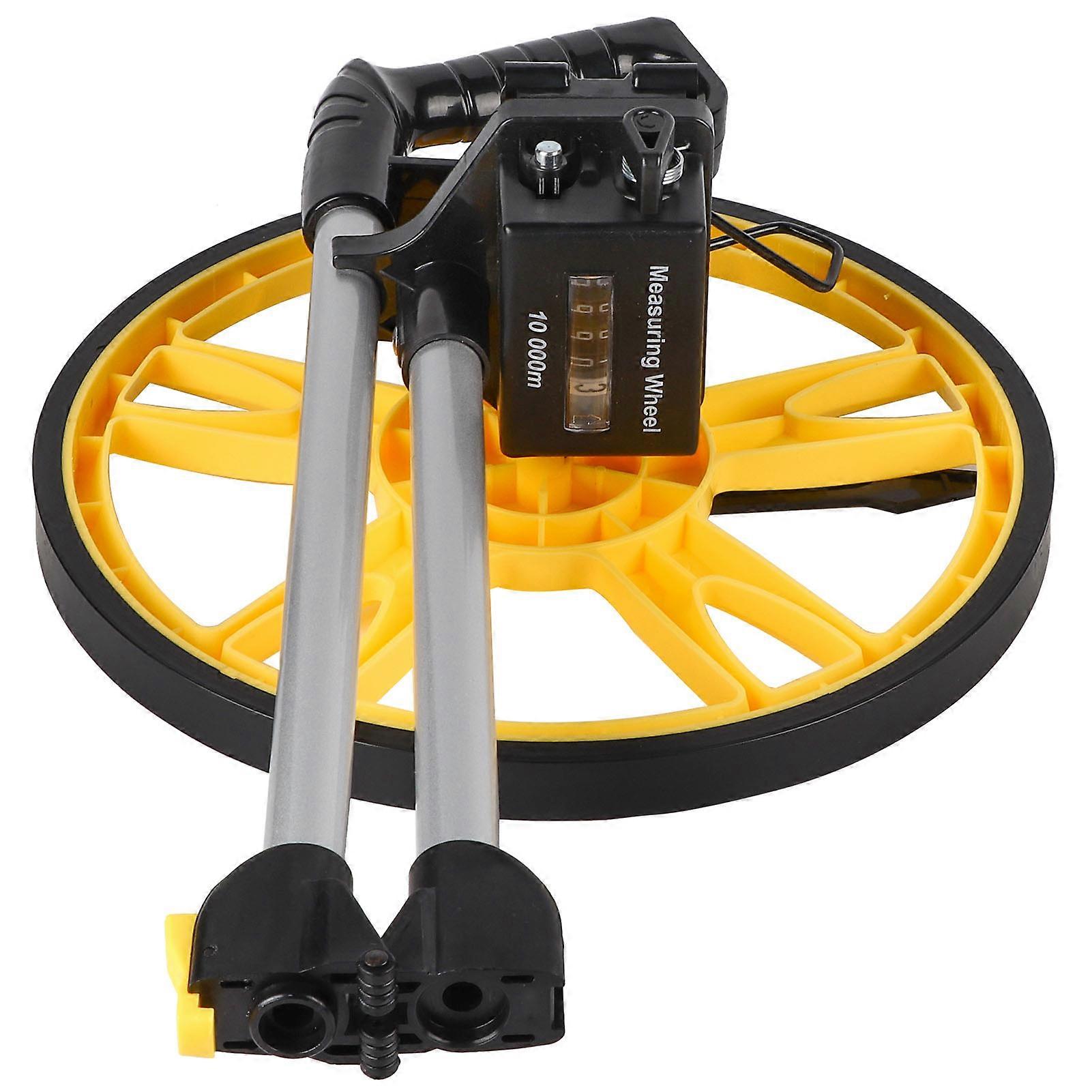 Folding mechanical measuring wheel for distance measurement, used by road and land builders