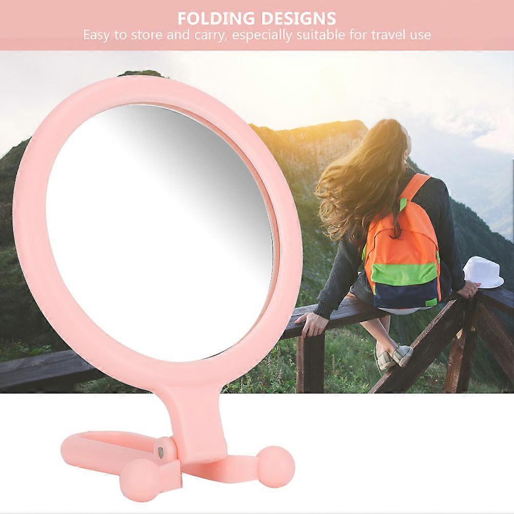 Double Sided 10x Magnifying Makeup Mirror, Foldable Pink 15.5x8.6cm