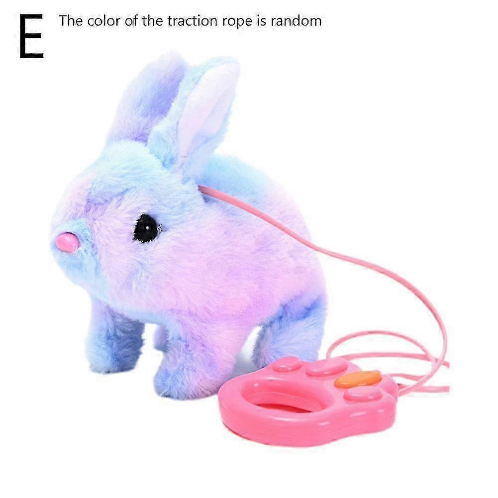 Rope Electric Rabbit Toy Plush Plastic Material Walking Ear Wiggling Sound Making