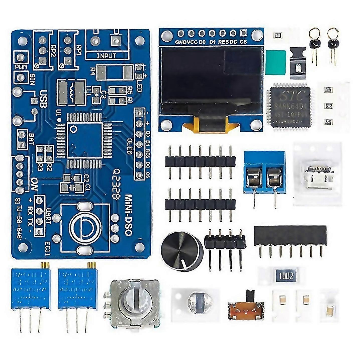 For Mini Dos Lcd Oscilloscope Kit Soldering Practice Loose Parts
