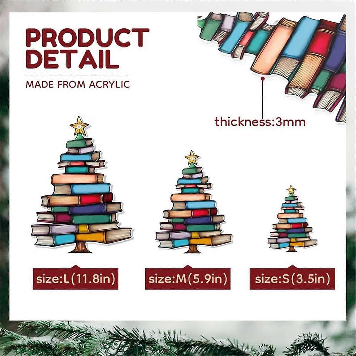 3pcs Book Tree Card Catcher Ornaments, Christmas Tree Theme of Books