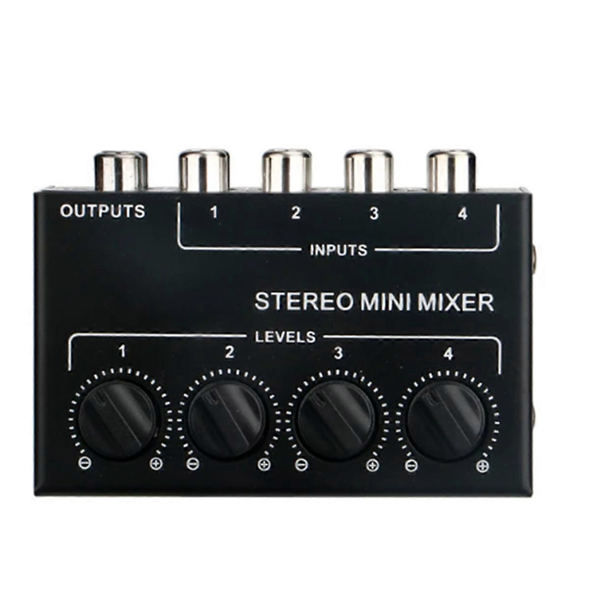4 Channels Passive Stereo Mixer Mini Audio Mixer for Live Studio