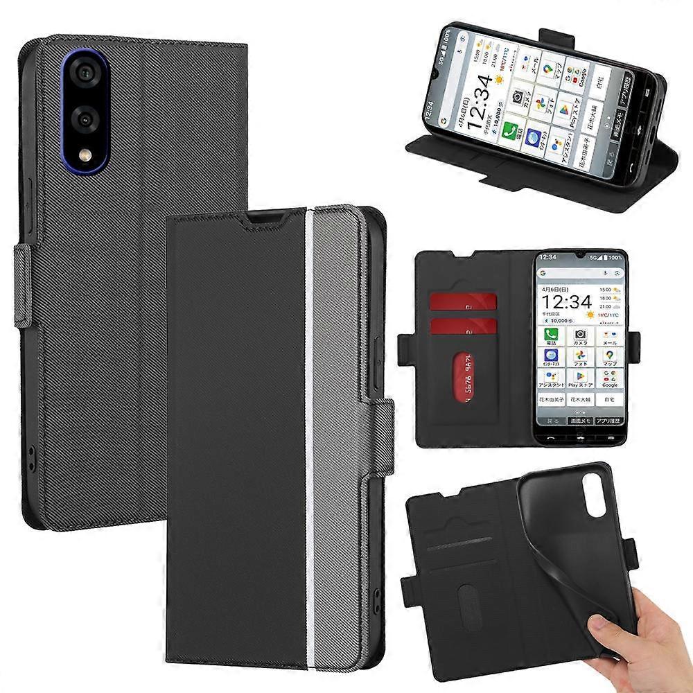 Twill Texture Side Button Leather Phone Case For Kyocera Basio Active3