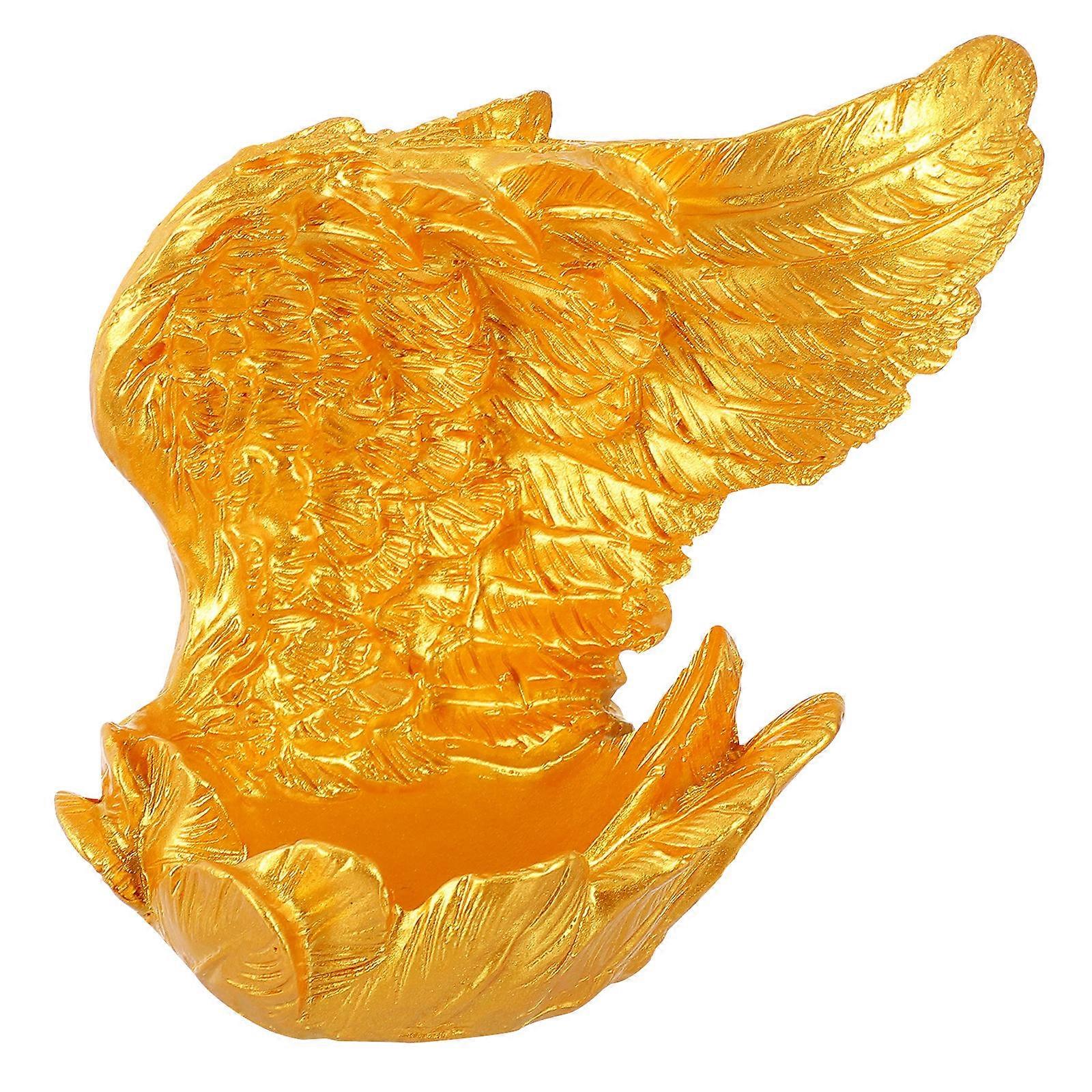 Crystal-Ball Base Resin Wing Design for Decor Use 1Pcs Golden