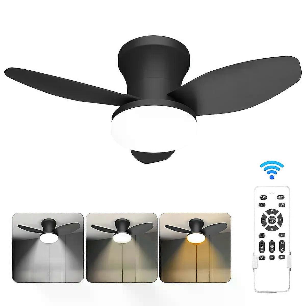 25/34 Inch Modern Ceiling Fan Light with Remote Control 6-Speed Adjustable Fan & 3-Color Temperature Reversible DC Motor Time
