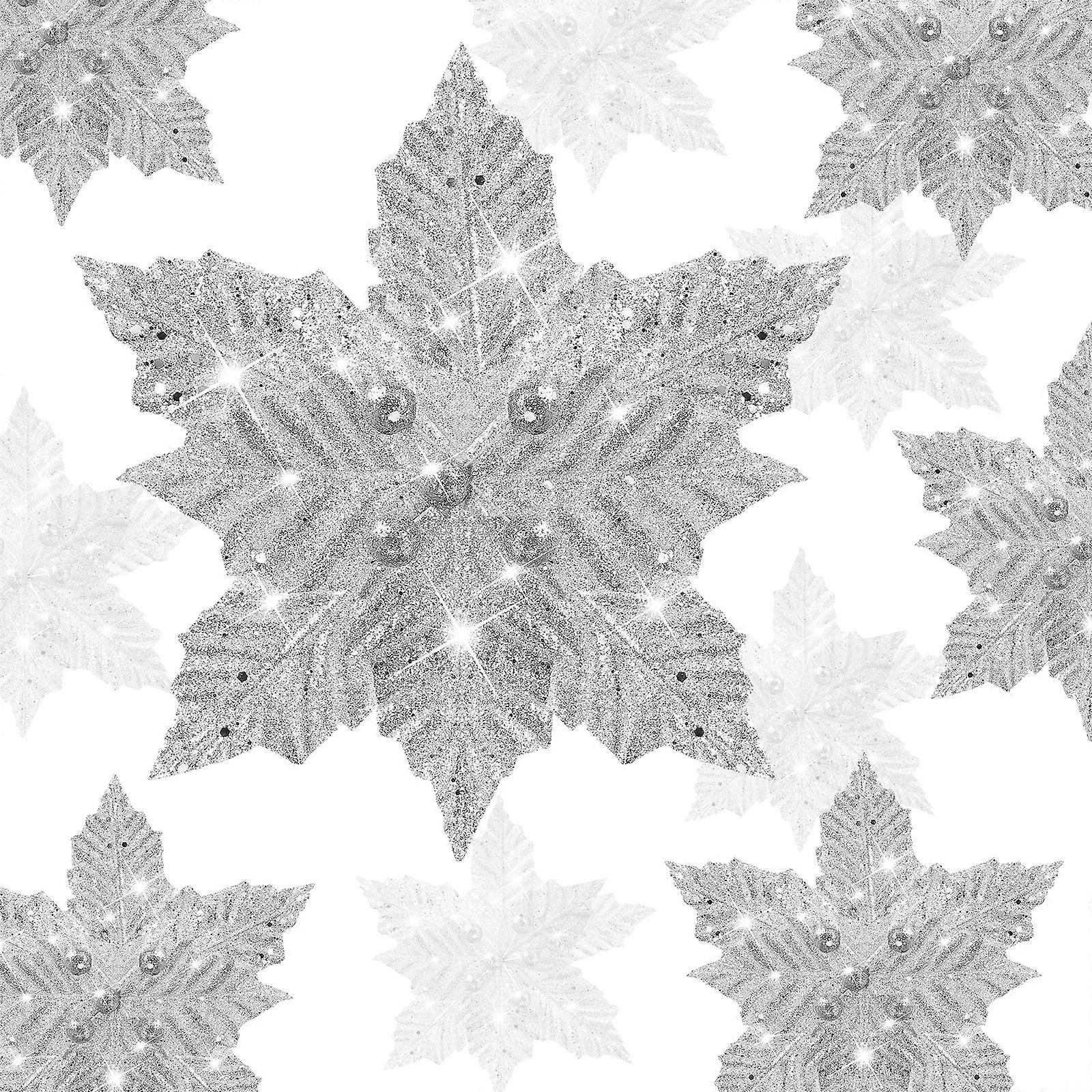 Imikeya Artificial Christmas Decorations Flowers for Decor 1Set Silver