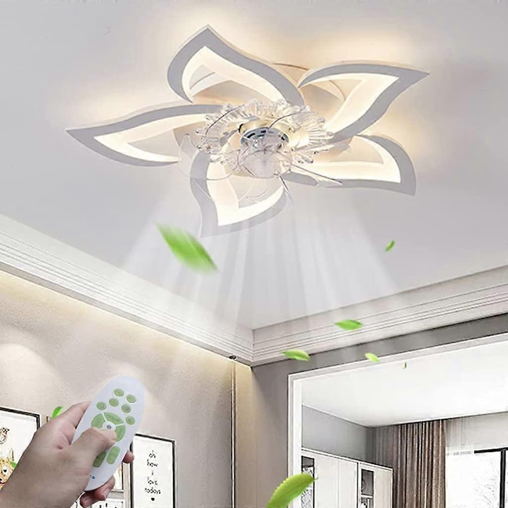 Modern Dimmable LED Petals Ceiling Fan With Remote Control Quiet Bedroom Light Living Room Light Fixture