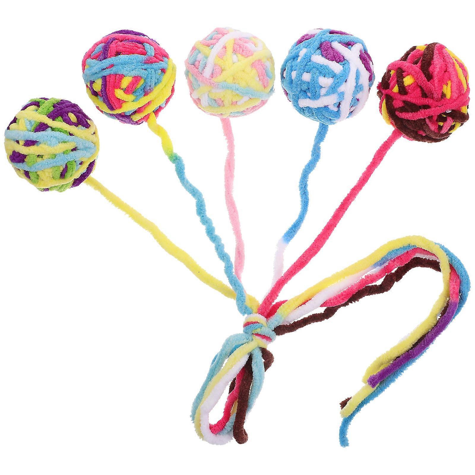 Cat Toys 5Pcs Interactive Teaser Stick For Indoor Playtime Assorted Color Entertainment