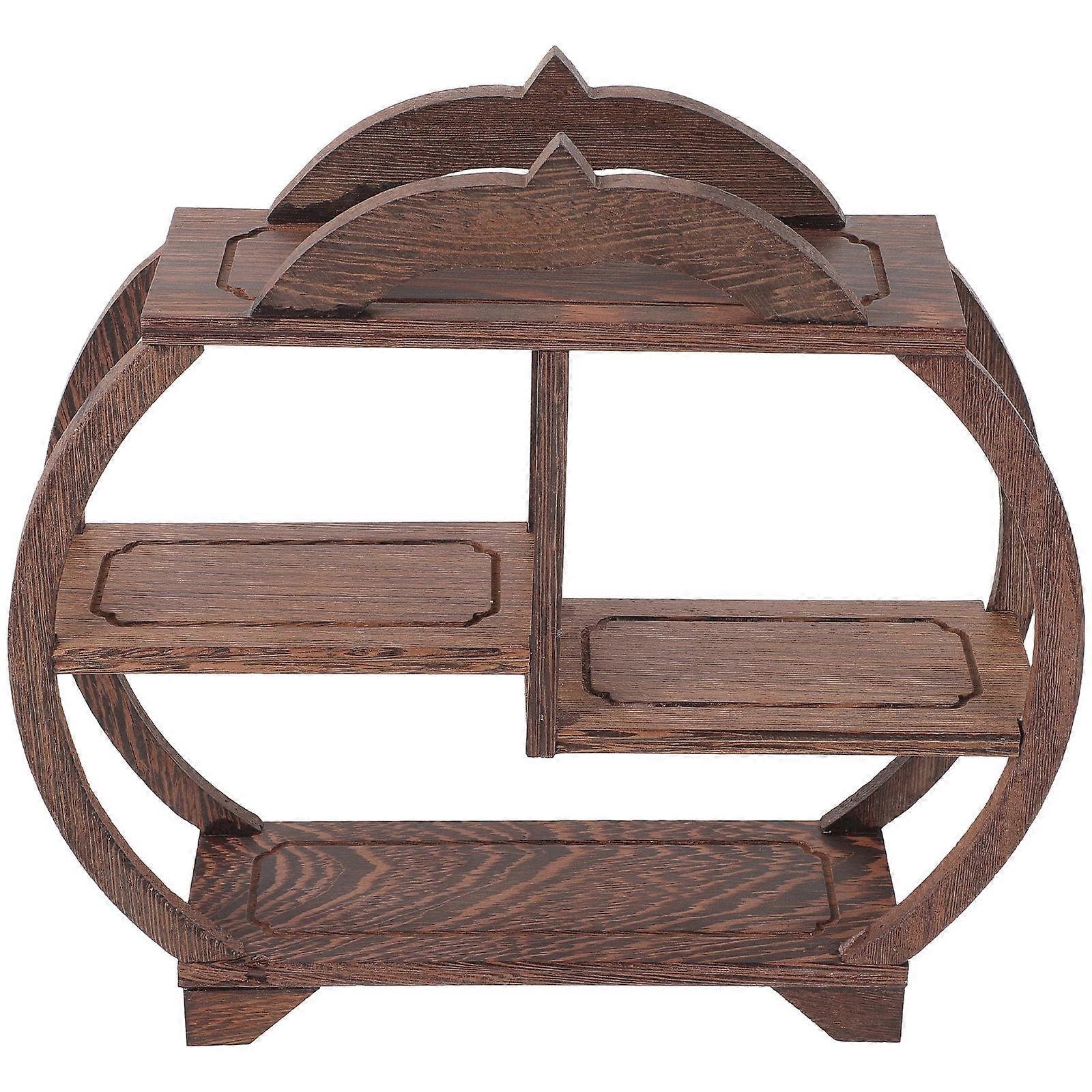 Wooden Antique Display Frame for Storage Shelf 2Pcs Coffee Color