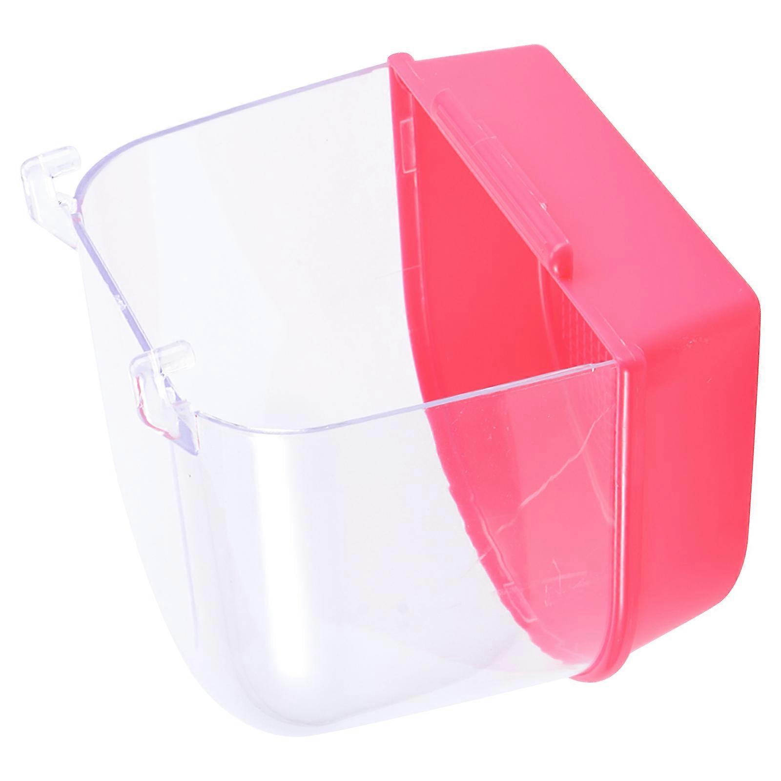 Covered Bird Bath Cage for Small Birds 2Pcs Red Plastic Bath Accessory