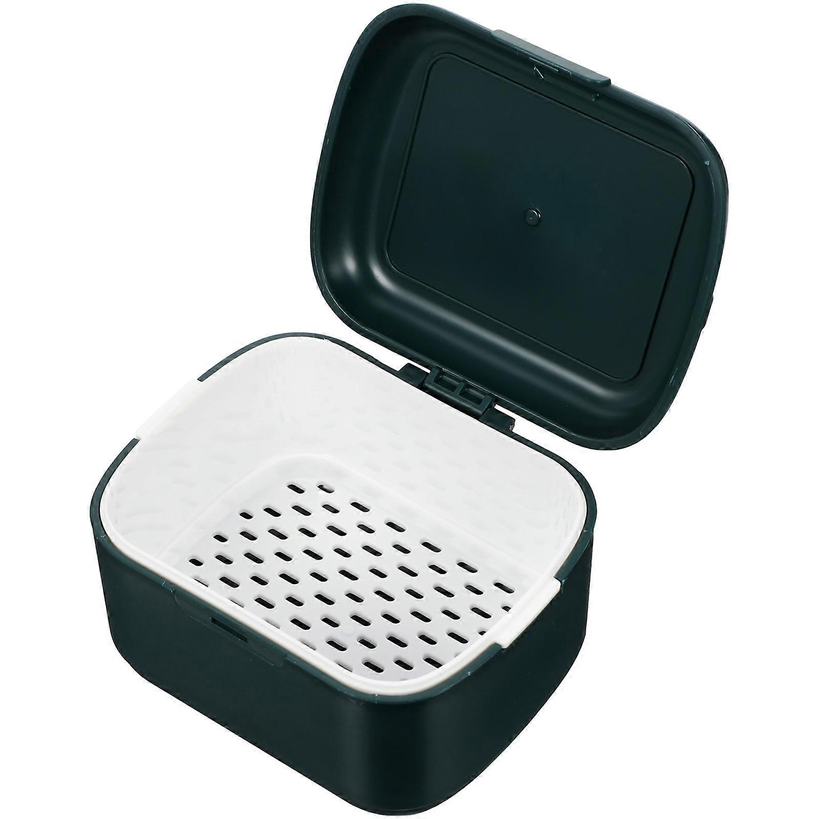 Green Retainer Case Orthodontic Denture Bath Case for Storage 2Pcs