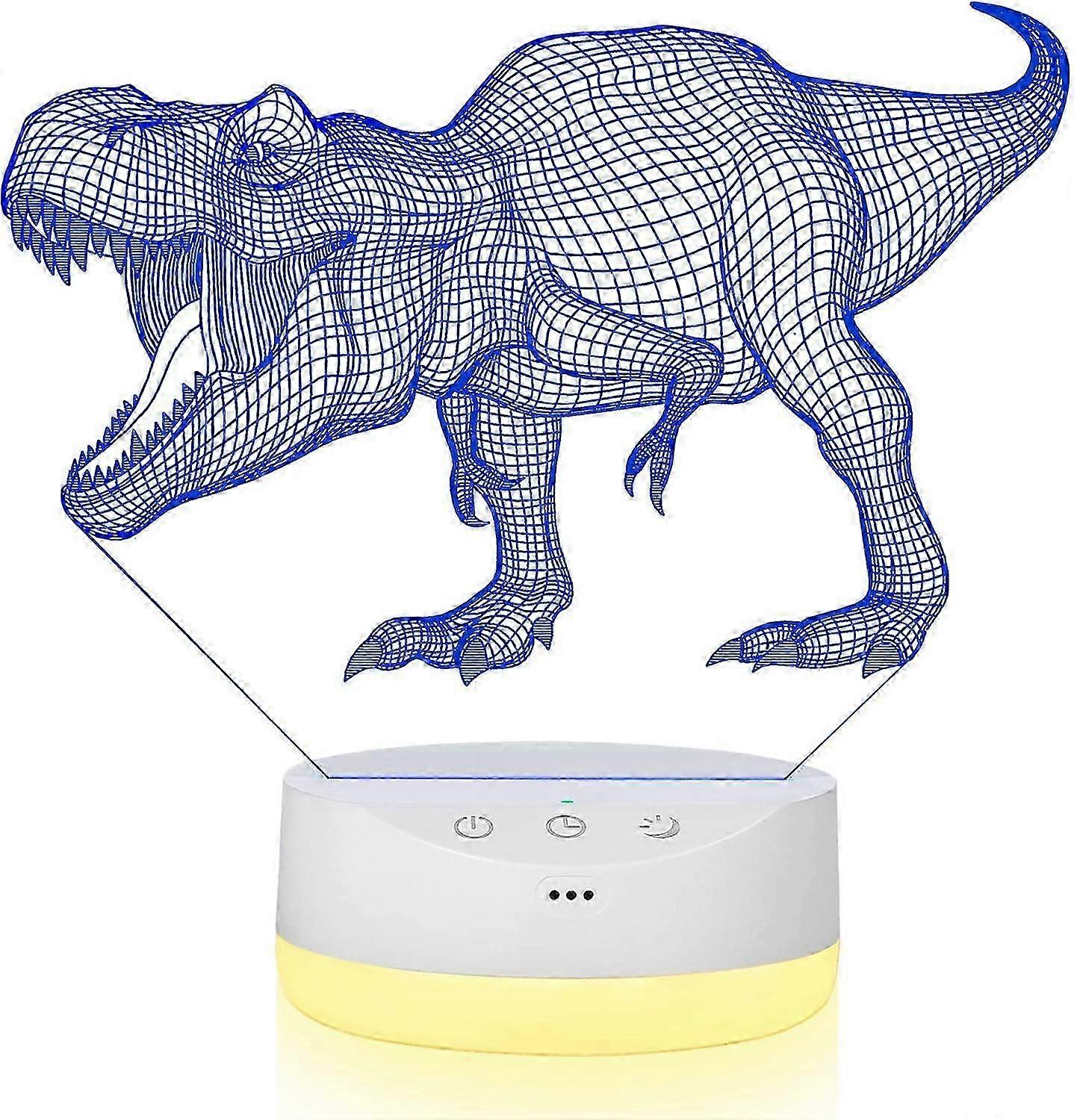Dinosaur 3D Night Light with Timer and 16 Colour Changes for Kids' Sleep and Decor