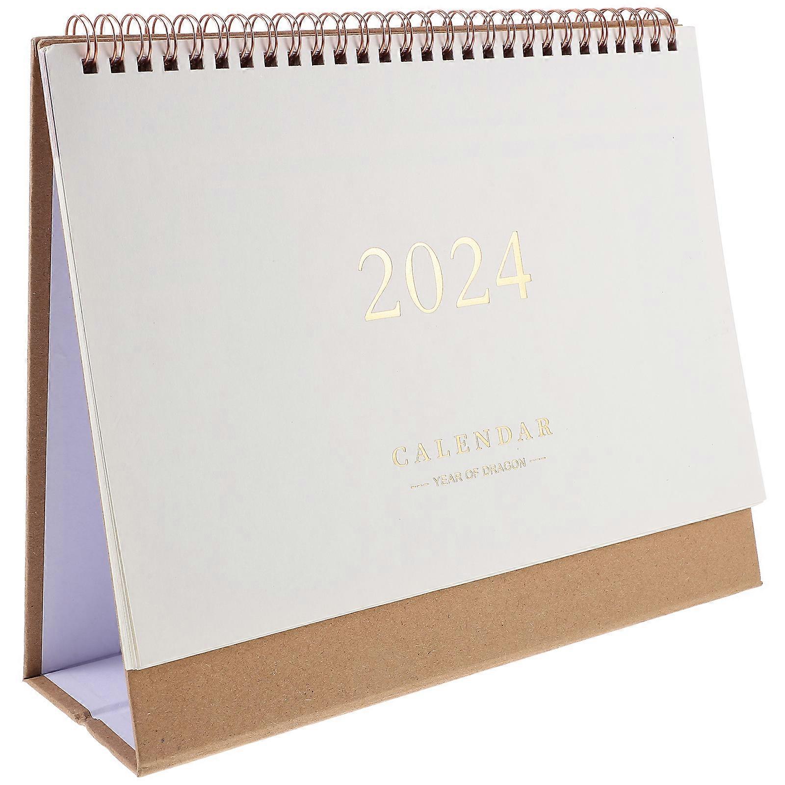 2024 Paper Desk Calendar Flip Calendar for Daily Use 2Pcs Set