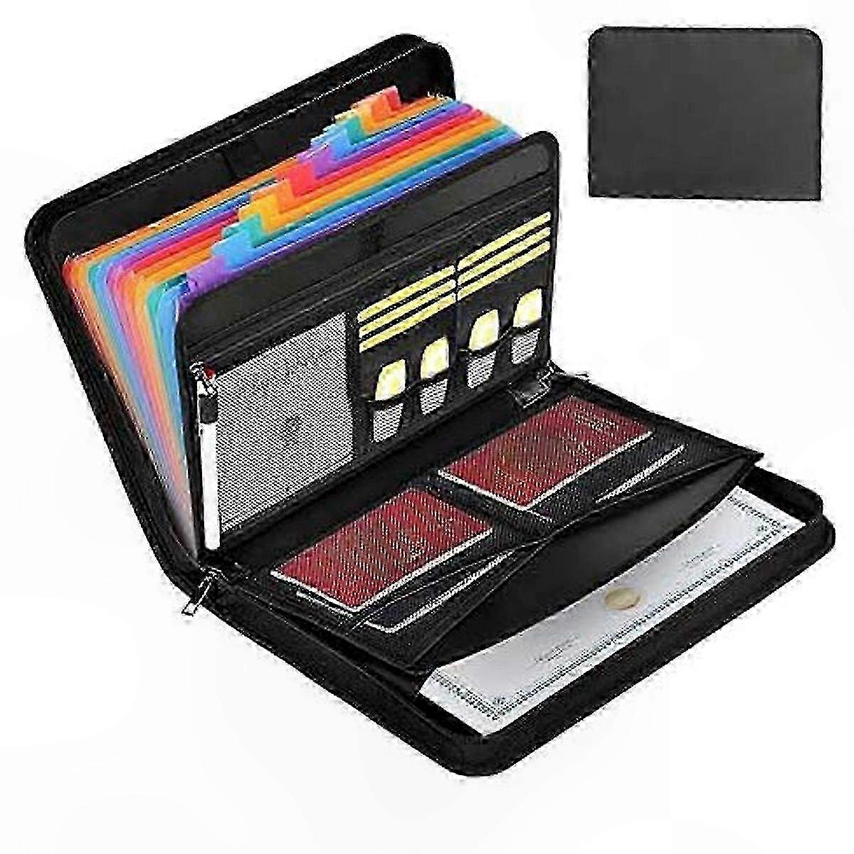 Secure Document Organizer with 13 Expandable Pockets for Office & Personal Use