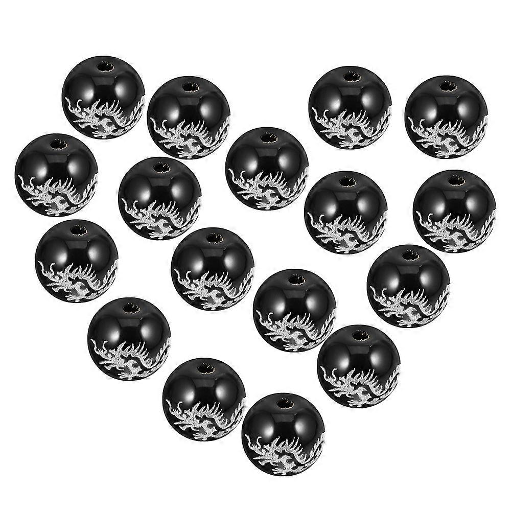 DIY Accessories Round Dragon Beads 96 Pcs Ideal For Jewelry Enthusiasts Black Agate Unique Dragon Design Multifunctional