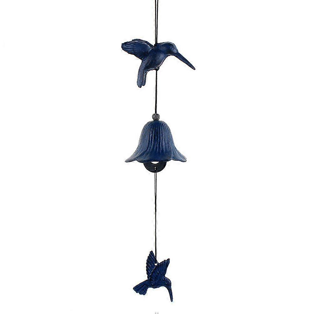 Japanese Style Hanging Wind Bell with Bird Ornaments for Home 2Pcs Blue