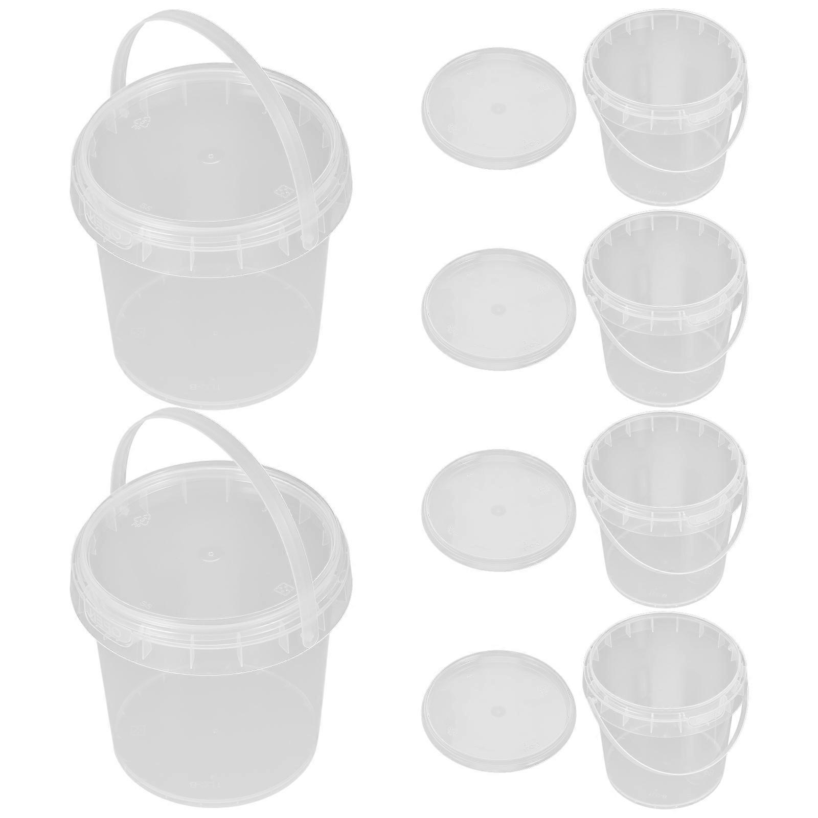 Food Storage Container Beverage Bucket for Food with Handle 6Pcs Transparent