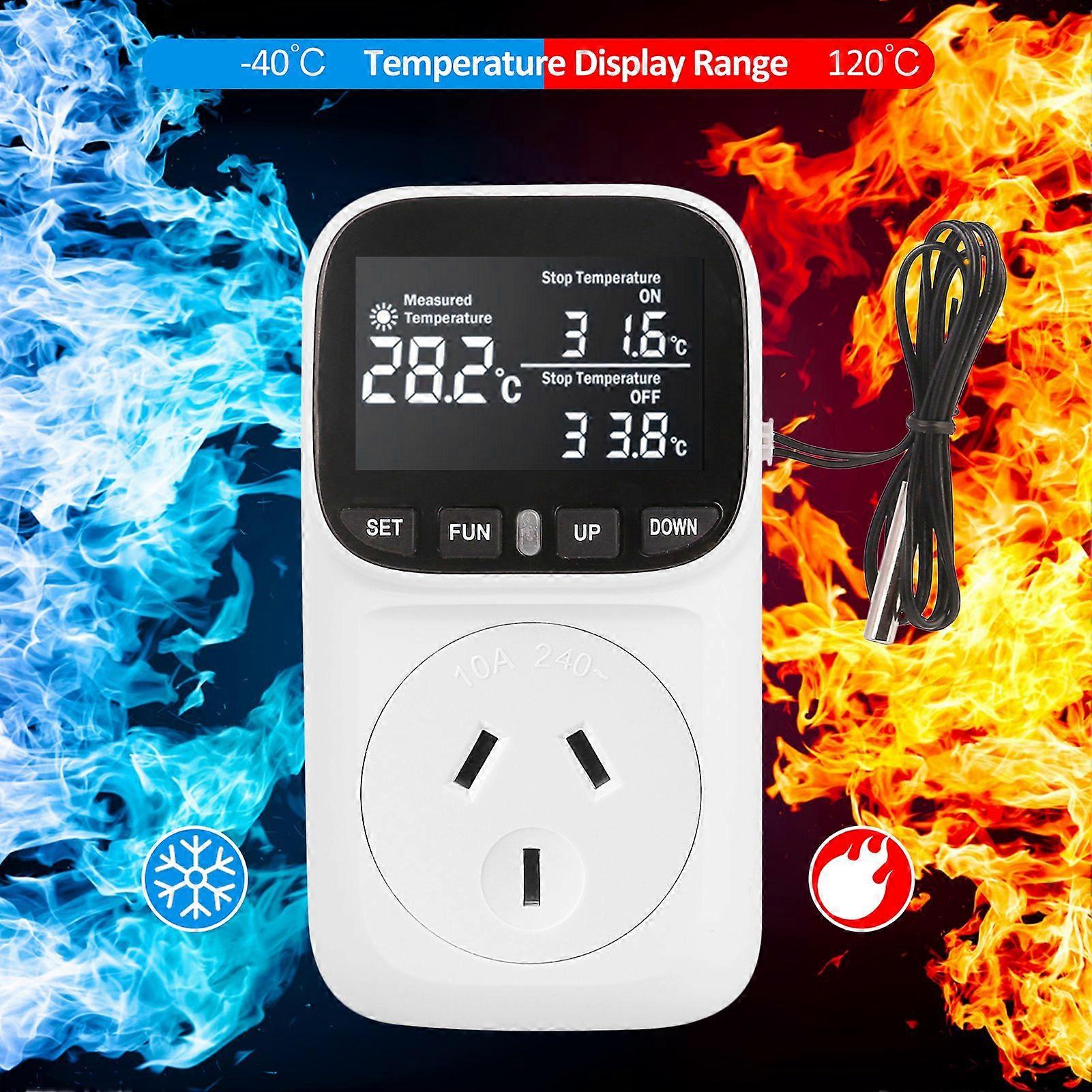 240V 10A Temperature Controller Socket High-Precision Digital Display Smart Thermostat Fish Tank Touch Screen Preset Timer Switch Cooling Heating Ther