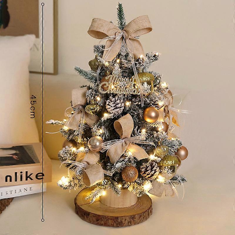 Hot selling 45CM Christmas tree set Christmas home mini desktop ins simulation small tree set ornaments golden acorn 45cm
